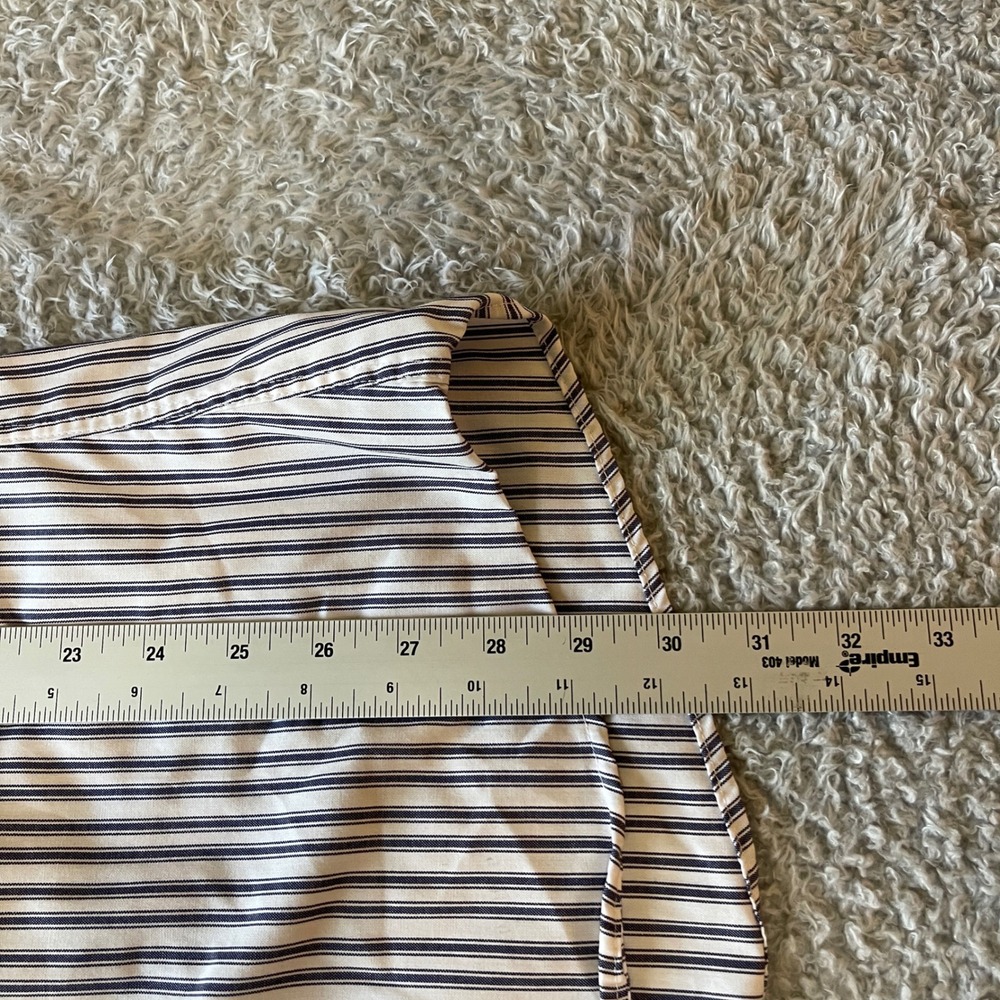Stafford Executive Mens Short Sleeve Striped Pinpoint Oxford Shirt Blue White L - Picture 6 of 8